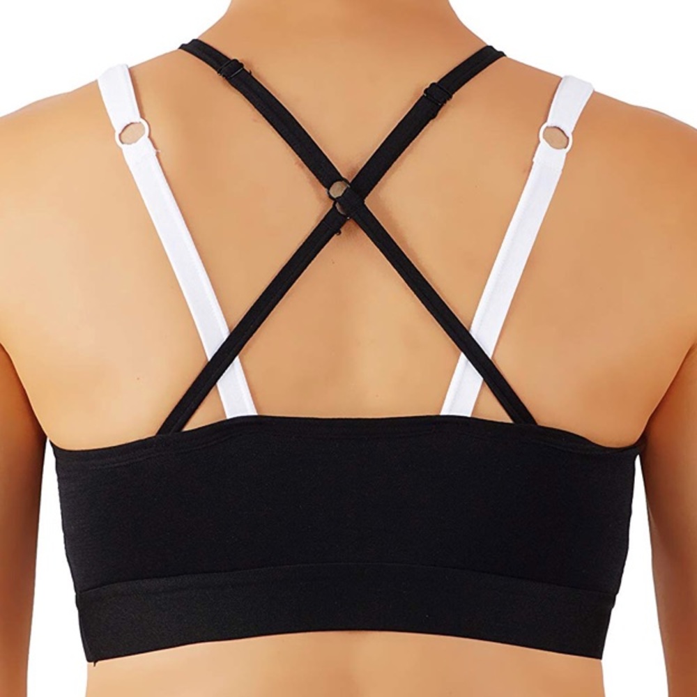 Mesh sports bra black over white top - Picture 2 of 2